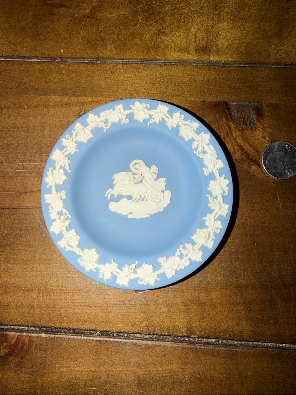 Vintage Antique Wedgwood Blue Jasperware Trinket Dish With White Cameo